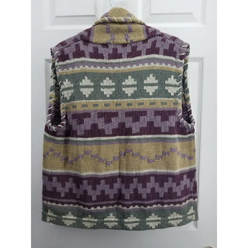 Beaver Canoe Vintage Western Aztec Vest Hand Knit Size Medium - Picture 2 of 6